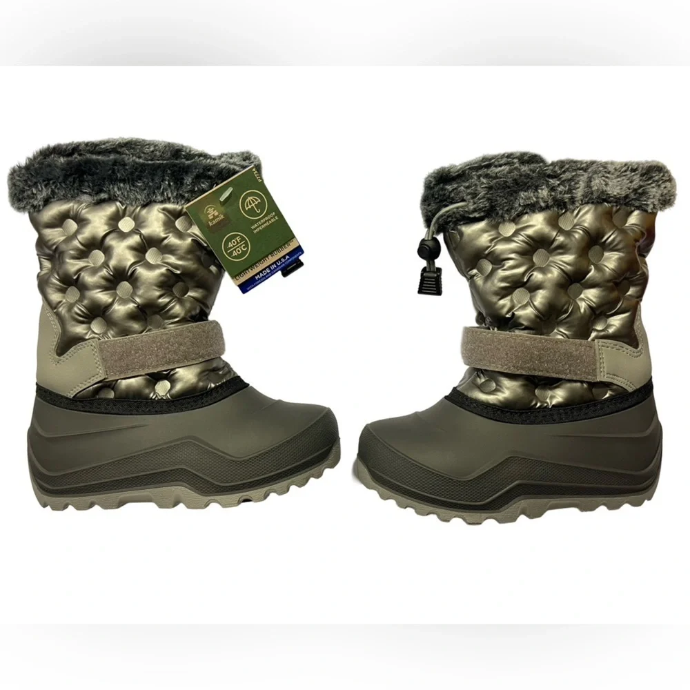 NWT Kamik Girl's Penny 3 Silver Waterproof Insulated Winter/Snow Boots Size 10